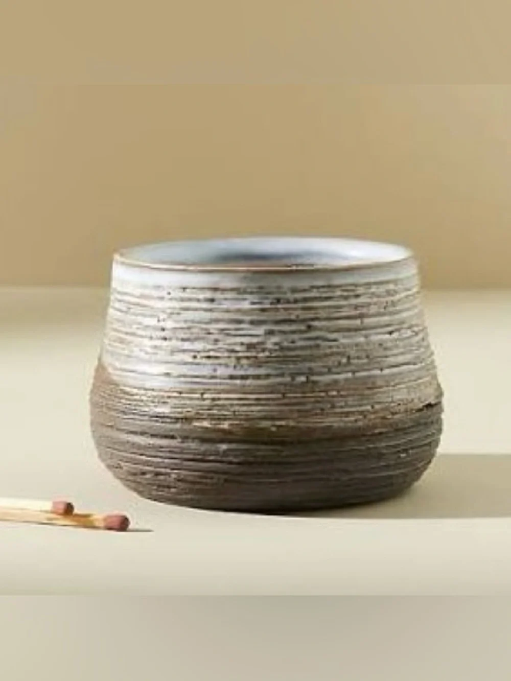 ANTHROPOLOGIE Glazed Textured Candle Jar